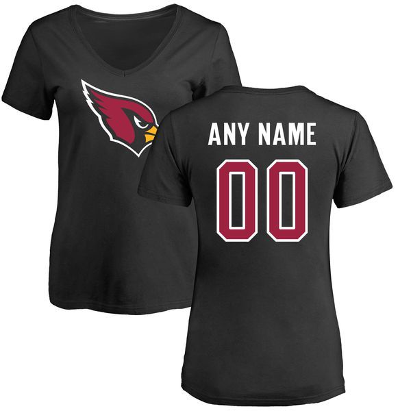 Women Arizona Cardinals NFL Pro Line Black Custom Name and Number Logo Slim Fit T-Shirt